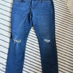 a.n.a Dark Blue Distressed Skinny Jeans